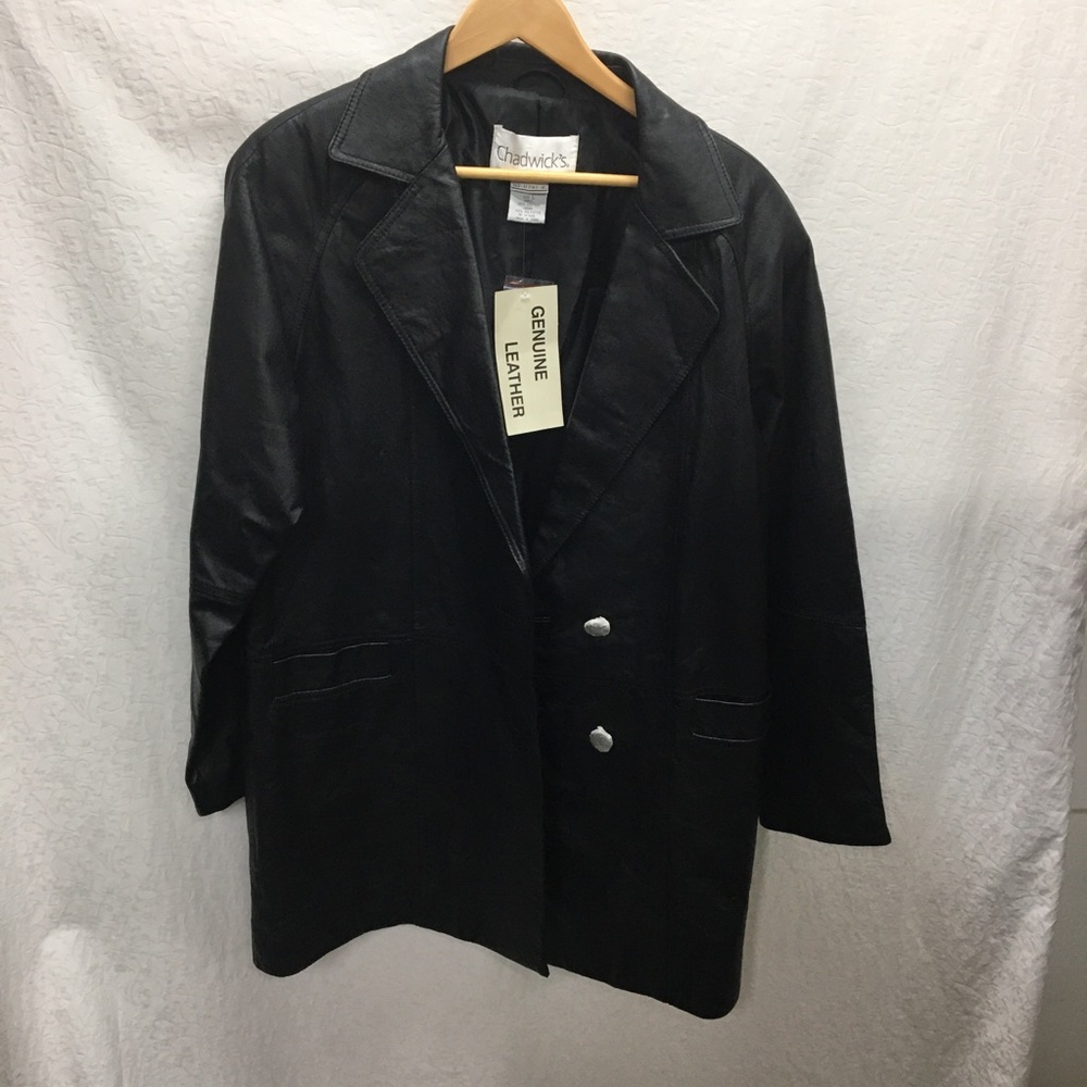 NWT men’s Chadwick’s black leather jacket. Large